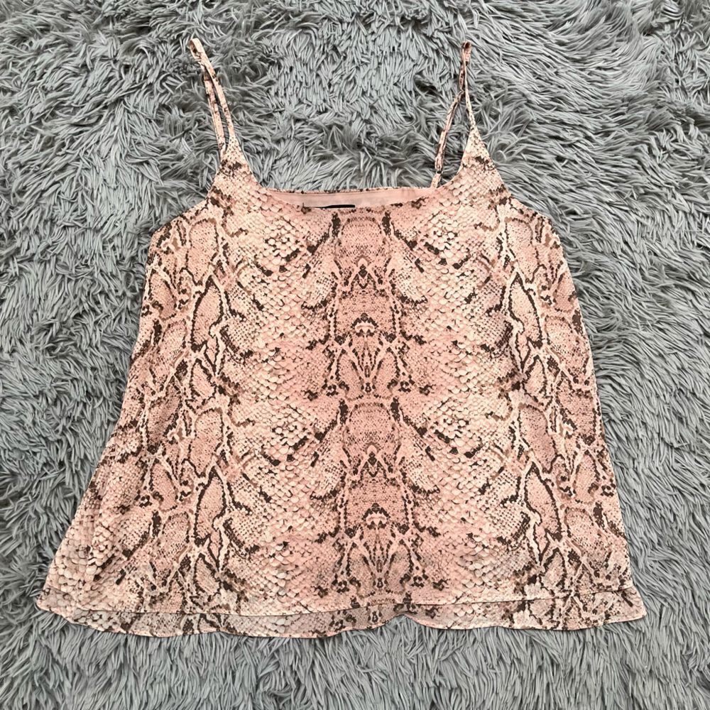 Rachel Zoe Pink Snake Skin Print Tank, Size L